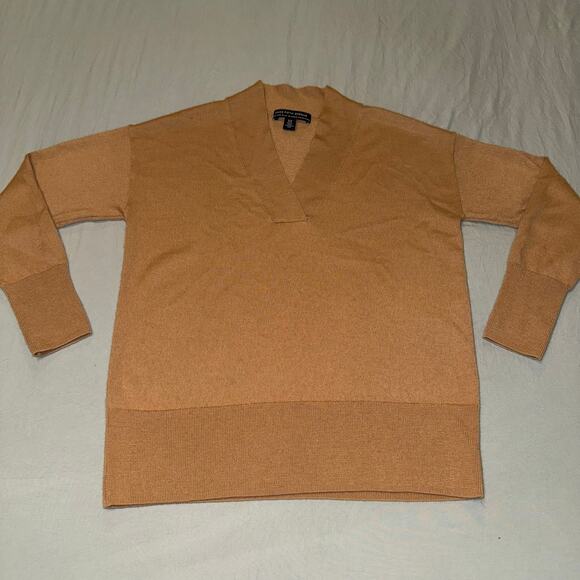 Philosophy Saks Fifth Avenue V Neck Sweater Tan Brown Women's XS Marino Wool - Picture 1 of 7